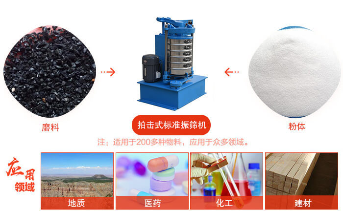 拍擊篩適用于多種物料顆粒狀，粉狀，不規(guī)則物料的篩分。